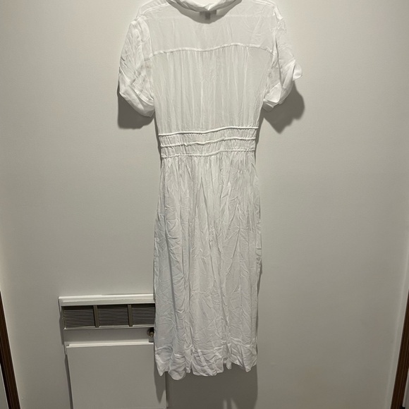 J. Crew Elena Chiffon Midi Shirt Dress Buttoned Tie Front Sundress White Size 8 - Picture 2 of 5